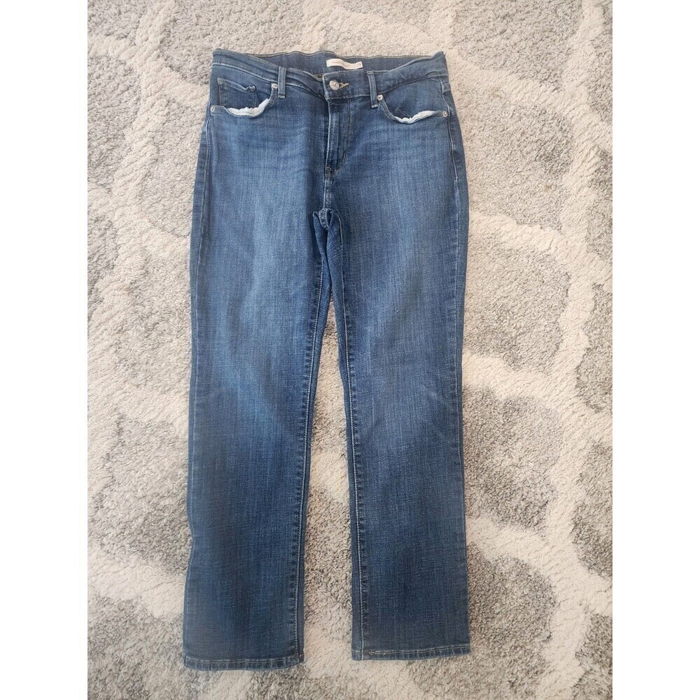 Levi’s Classic Straight Blue Denim Jeans Size 29 Cotton Blend Stretch Dark Wash